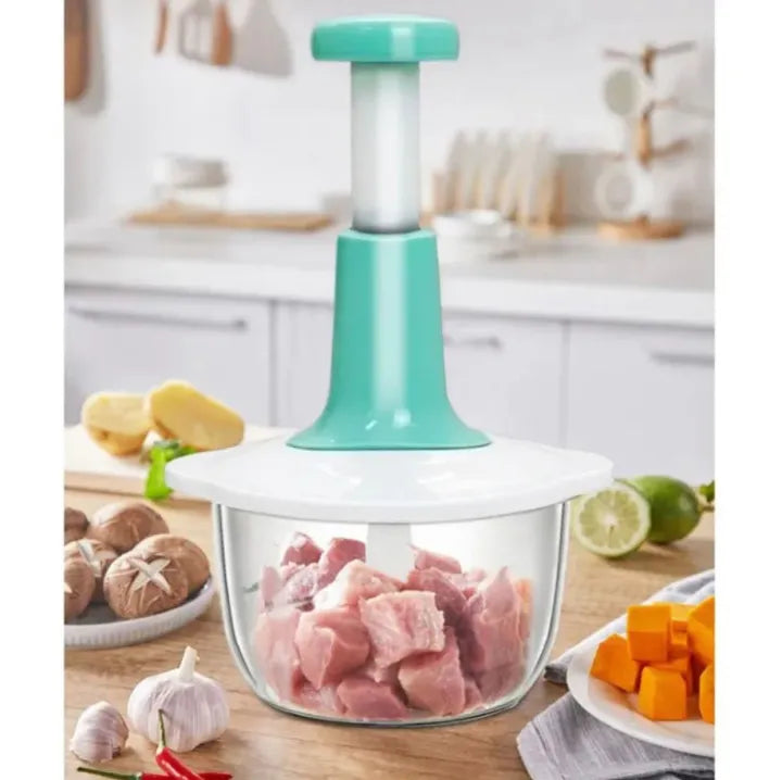 Heavy Duty Vegetable & Fruit Cutter | Multi Blade Food Processor (2L Large Manual Push Chopper)