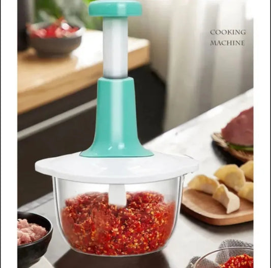 Heavy Duty Vegetable & Fruit Cutter | Multi Blade Food Processor (2L Large Manual Push Chopper)