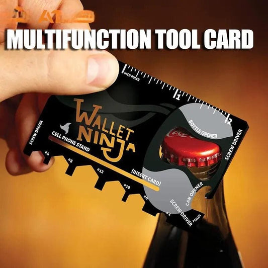 Ninja Wallet, Multifunctional Card Tool, Emergency Survival Tool Card, EDC Pocket Credit Card, All In One Hunting Tool, Flat Camping & Hiking Multi Tool Kit, 18 In 1 Wallet Ninja Tool Kit, Multipurpose Credit Card Size Pocket Tool
