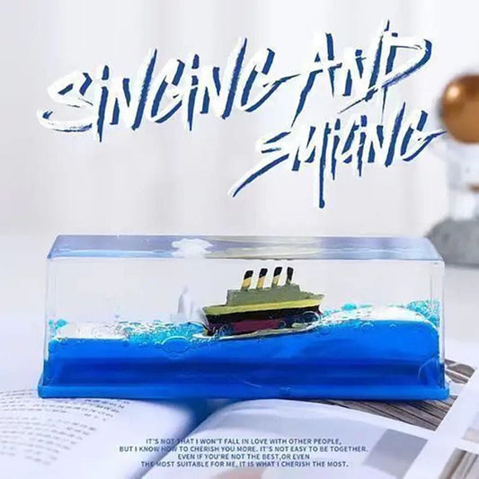 Titanic Floating Ship, 3D Ship Fluid Drift Bottle Ornament, Cruise Boat Car Decorations Model, Titanic Iceberg Fluid Liquid Toy, Wave Car Decoration Display Showpiece, Car Interior Dashboard Decoration, Never Sinking Cruise Ship Model