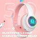 Cute Cat Ear Bluetooth Headphones with RGB LED Lights
