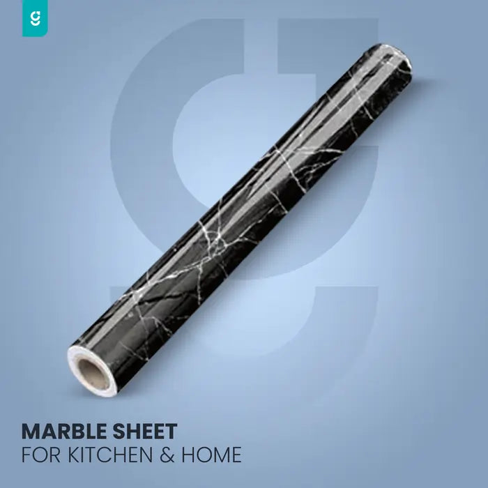 Self Adhesive Black & White Marble Sheet for Kitchen / Waterproof Anti Oil & Heat Resistant Wallpaper Sheet (2 Feet x 6.5 feet)