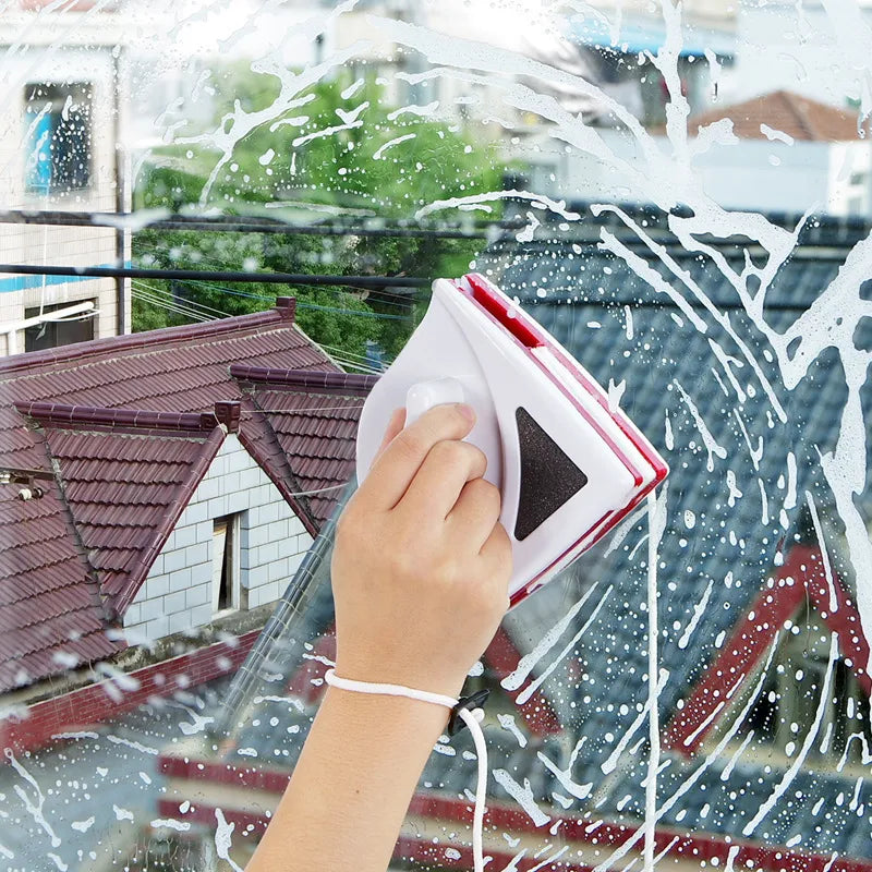 Double Face Glass Cleaner, Triangle Window Magnetic Cleaner, Double Sided Glass Cleaning Brush, Home Wizard Wiper Surface Cleaning Tool, Outside Glass Washer Magnet Wiper, Glass Wiper Magnetic Cleaning Tool