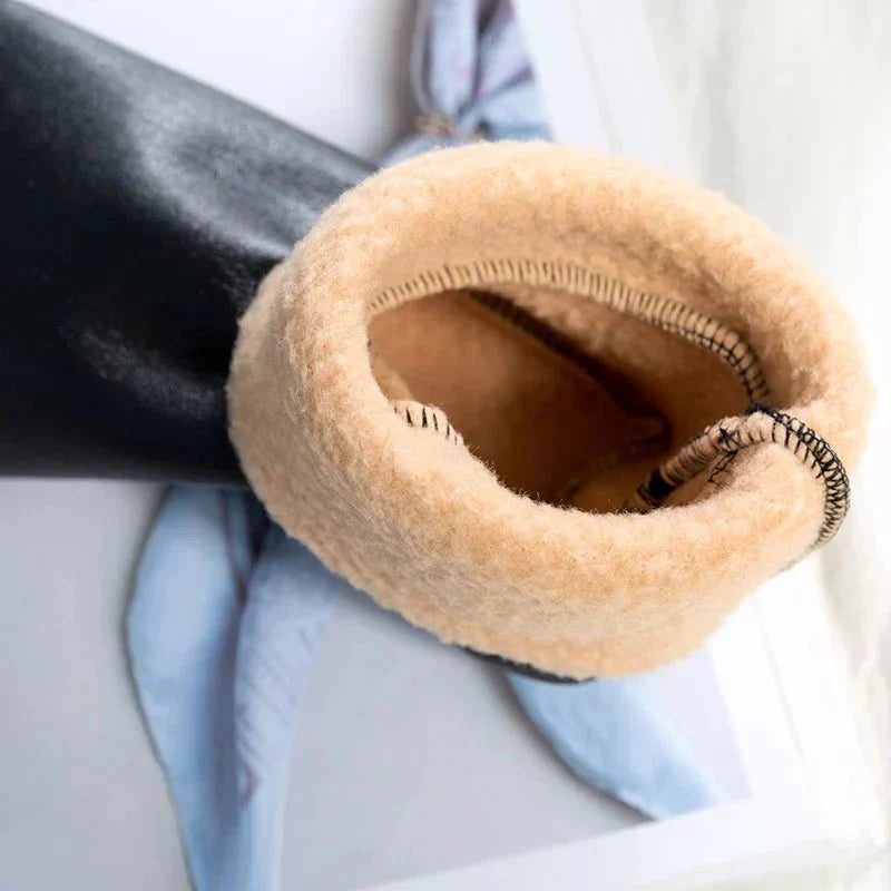 2 Pairs Winter Warm PU Leather Thermal Non - Slip Indoor Soft Floor Socks