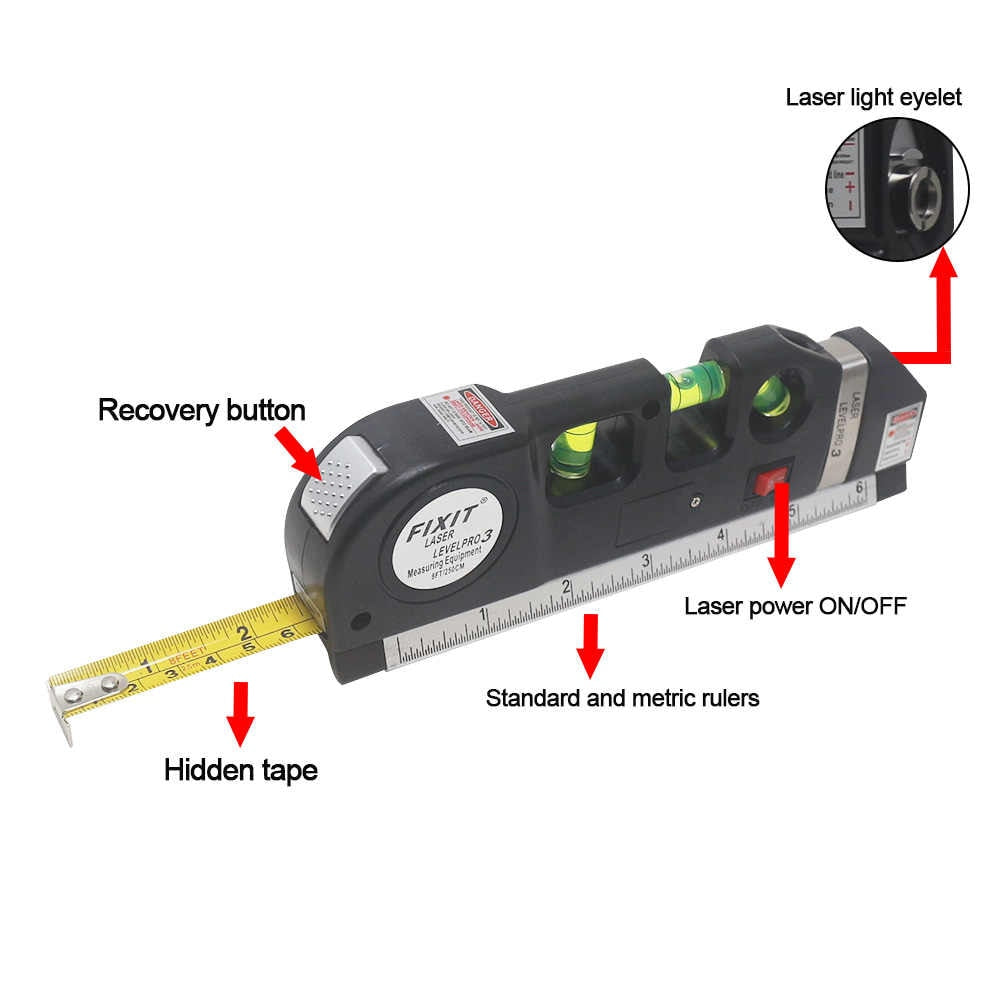 Imported 5 in 1 Multi Purpose Laser Level Pro 3 Leveler Scale