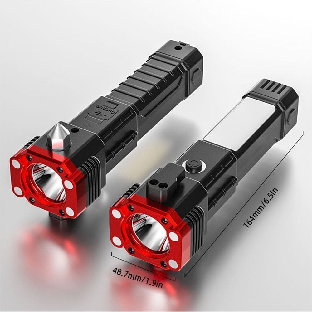 Omni Cop Flashlight, Super Bright LED Flashlight With Safety Hammer, Portable Work Light, Outdoor Adventure Lighting, Long Distance Beam Rescue Flashlight, Multifunctional 4 Modes Flashlight, Torch with Hammer Window Glass and Seat Belt Cutter
