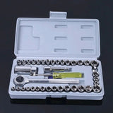 40 Pcs Socket Wrench, Automobile Maintenance & Repair Tools, Car Sleeve Tool Combination Set, Aiwa Combination Tool Set, Socket Organizer Kit With Combination Torque and Insulated Handles, Metric Socket Set