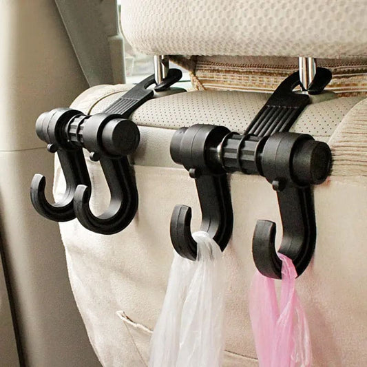 Swivel Car Seat Back Hook, Multifunctional Metal Auto Car Seat Headrest Hanger, Back Seat Organizer Hanger, Handbag Purse Bags Clothes Coats Storage Holder, Portable Seat Clip, Universal Space Saving Interior Accessories Holder