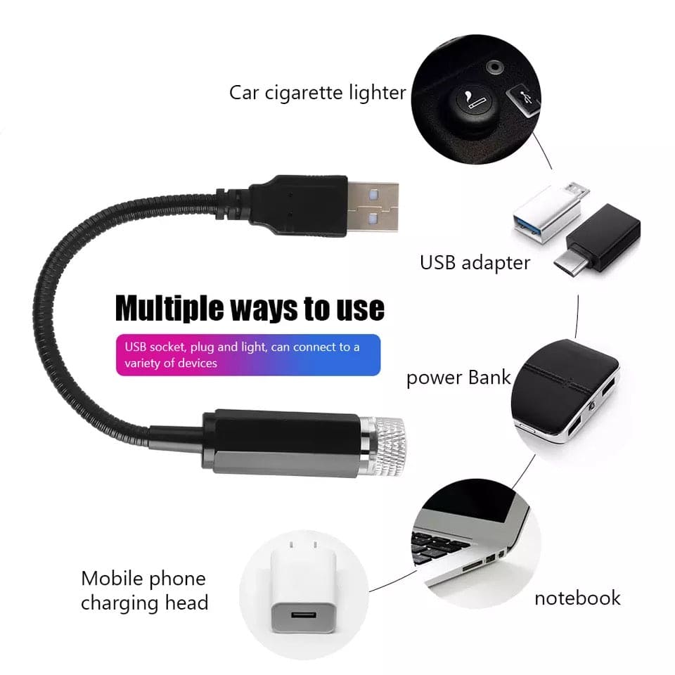 Car Roof Projector, Starry Sky Ceiling Lights For Car, Roof Atmosphere Star Lamp Projector,  USB Room Night Light, Flexible Romantic Galaxy USB Night Lamp