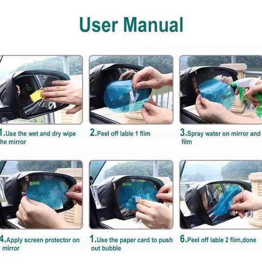 2 Pcs Rain Proof Side Mirror Glass, Anti Fog Film, Anti Water Mist Rainproof Film, Universal Soft Sticker Auto Accessories Film