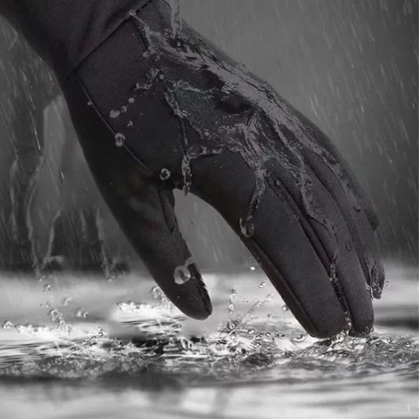Winter for men all two finger outdoor warm plush windproof waterproof and anti slip touch screen cycling gloves