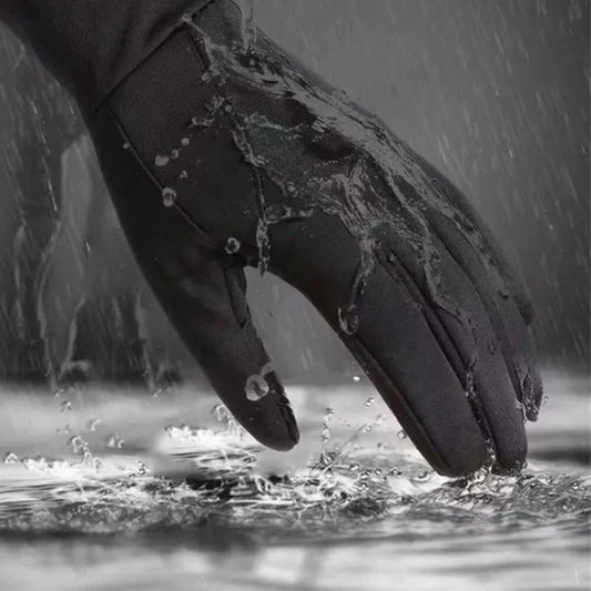 Winter for men all two finger outdoor warm plush windproof waterproof and anti slip touch screen cycling gloves