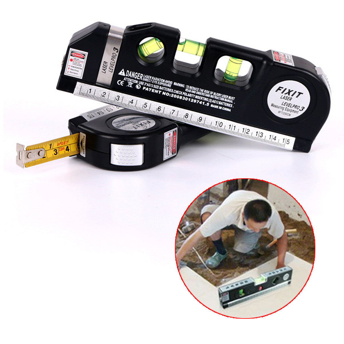 Imported 5 in 1 Multi Purpose Laser Level Pro 3 Leveler Scale