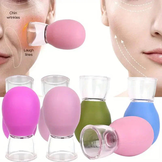 Silicone Face Cupping Set - Vacuum Suction Massage Cups for Muscle & Joint Relief, Skin Lifting - Fragrance Free, Portable & Removable, No Electricity Needed, Ideal for Chin & Laugh Lines, Beauty Cups|Durable Silicone