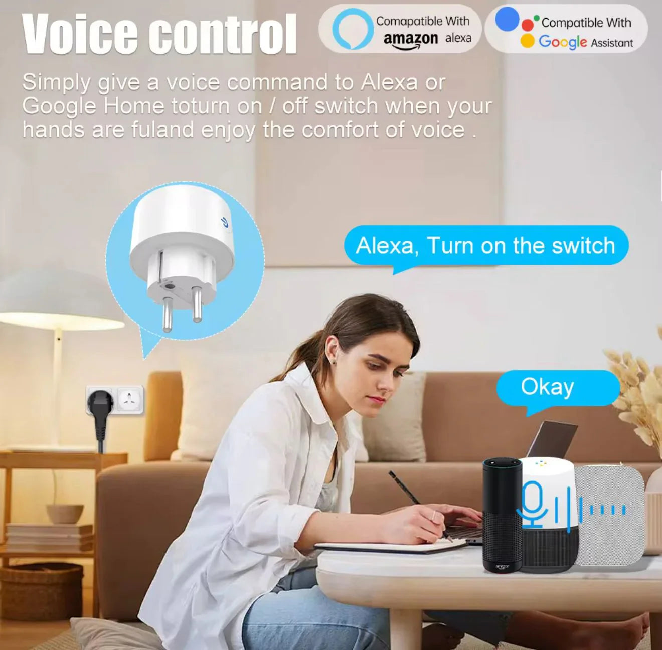 16A Smart WiFi Power Plug with Energy Monitoring – Tuya & Smart Life Compatible